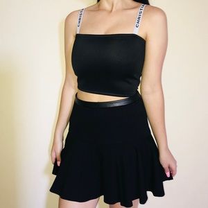 Guess black leather band skirt